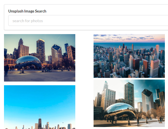 Screenshot of Unsplash search
